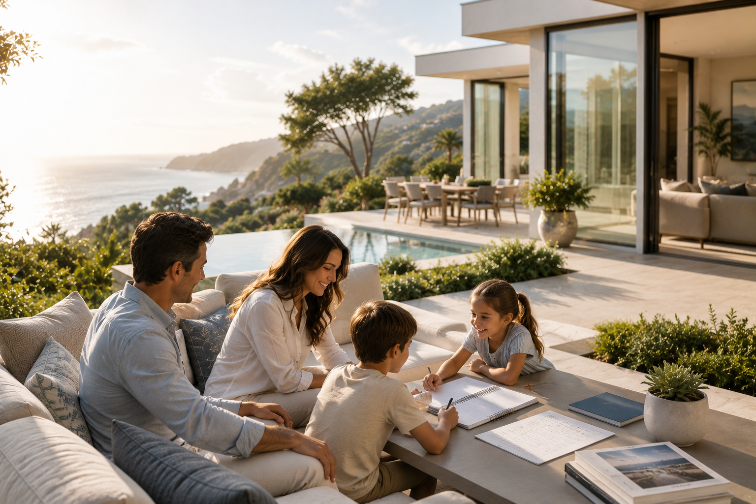 Family spending time together on a porch